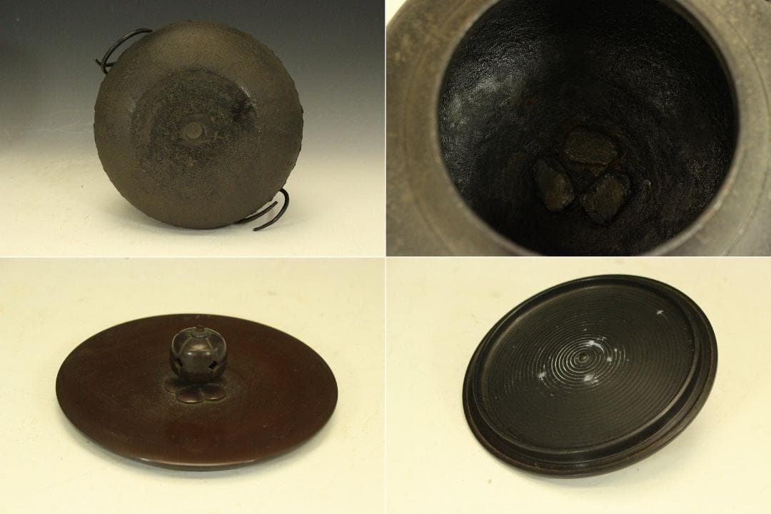 茶道具 面取風炉 野々田電熱器 丸釜 釜環付 720