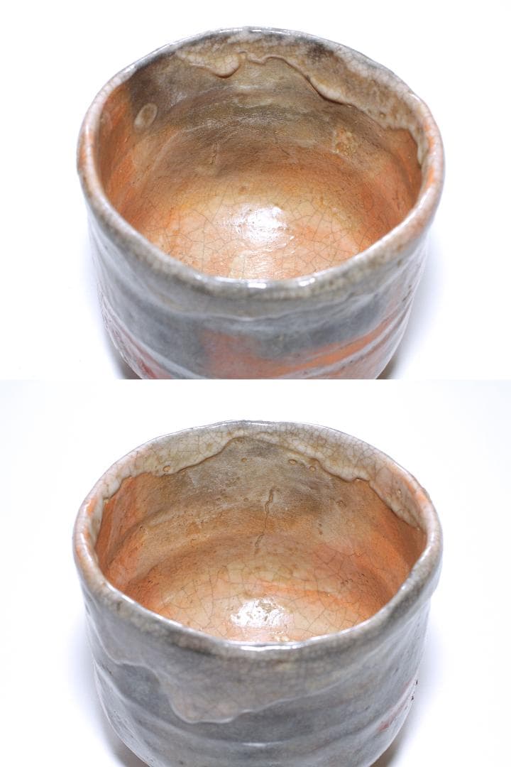 四代 清水六兵衛(1848-1920) 赤楽 紅葉漆絵 筒茶碗