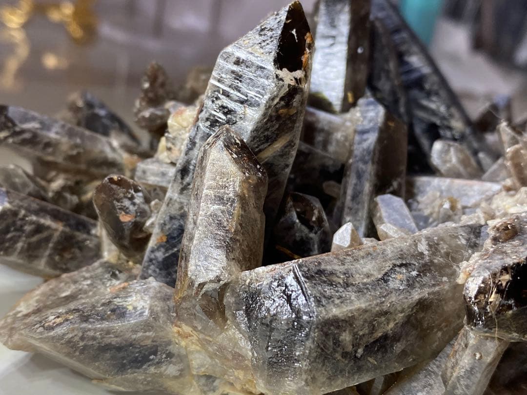 T1030-29ブラジル産水晶結晶モリオンスモーキークォーツ原石クラスター黒水晶