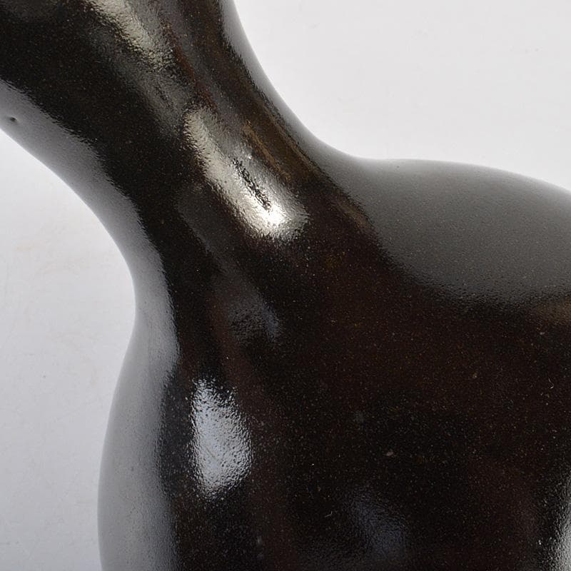 越中瀬戸焼　黒釉　瓢形徳利　時代箱　V　R6459