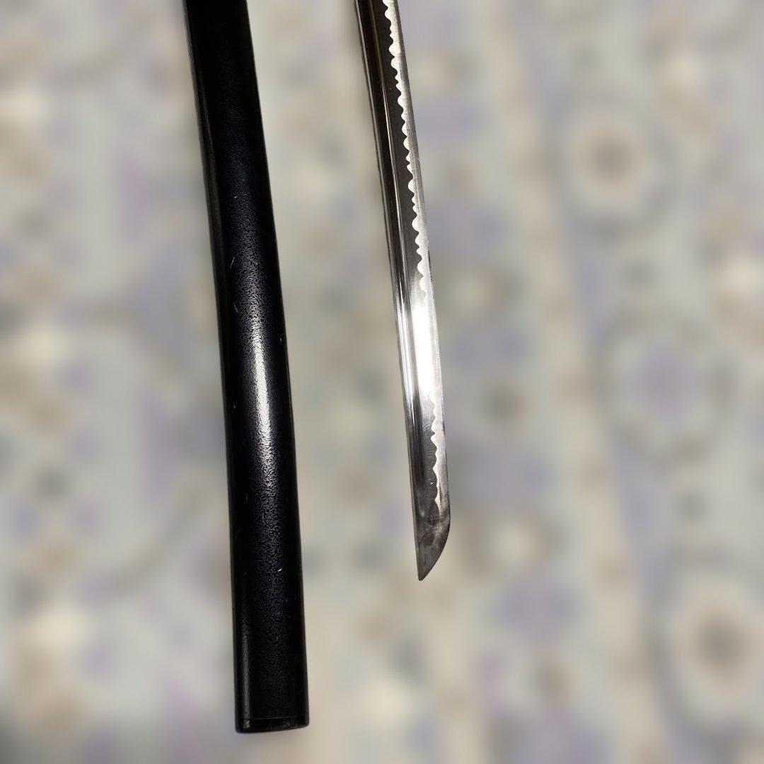 居合刀(刀袋付) 茶柄 竹笹木瓜真鍮鍔 黒梨地呂鞘