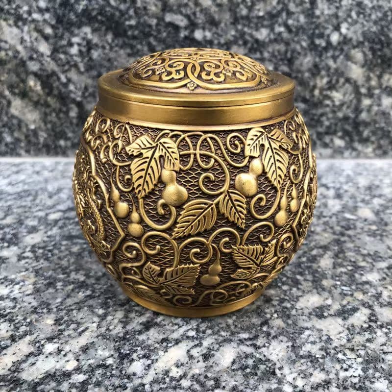 銅 細工 瓢簞龍鳳図茶壺 茶道具 香道具 装飾品 工芸品 置物