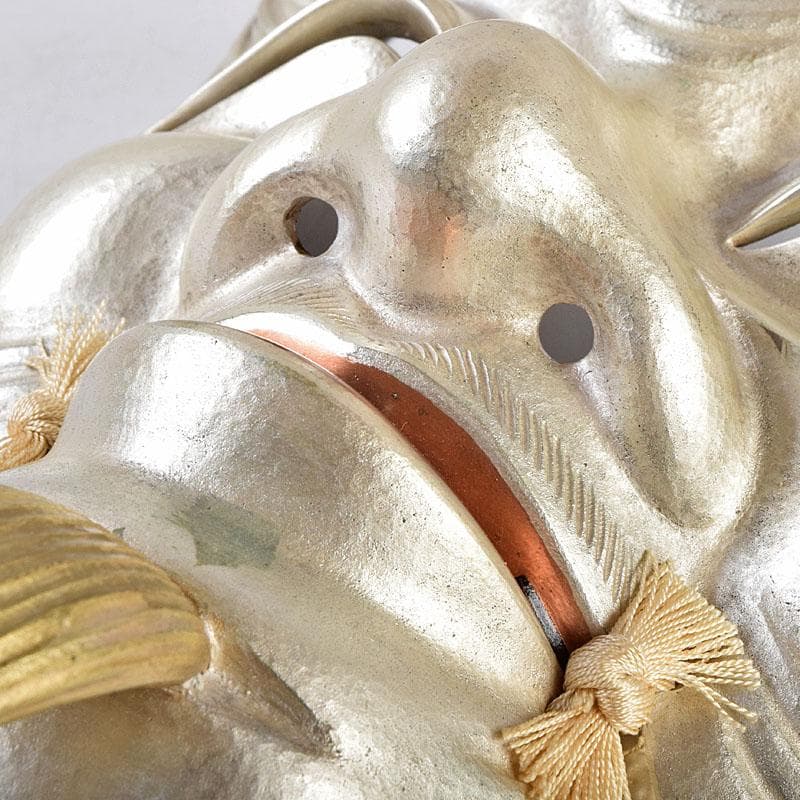 金工師　星野光義作　朧銀　能面　翁面　共箱　D　R8852B