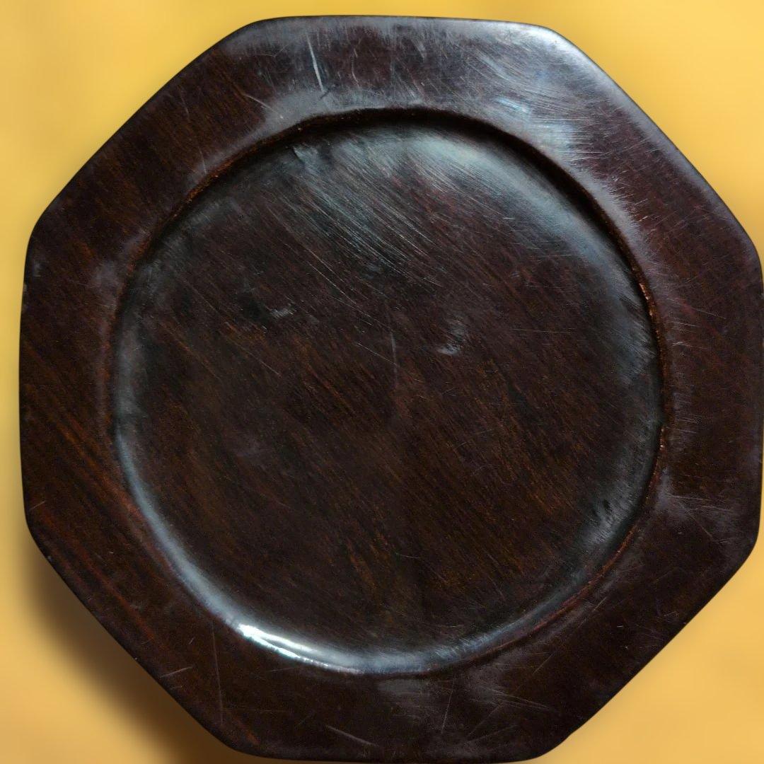 中国美術【八角形硯】馬＆魚 骨董　鑑賞