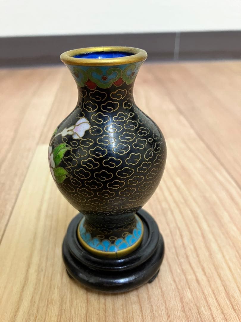 七宝焼　景泰藍　花瓶　2客　時代物　古美術　美術品　骨董品　古物　アンティーク