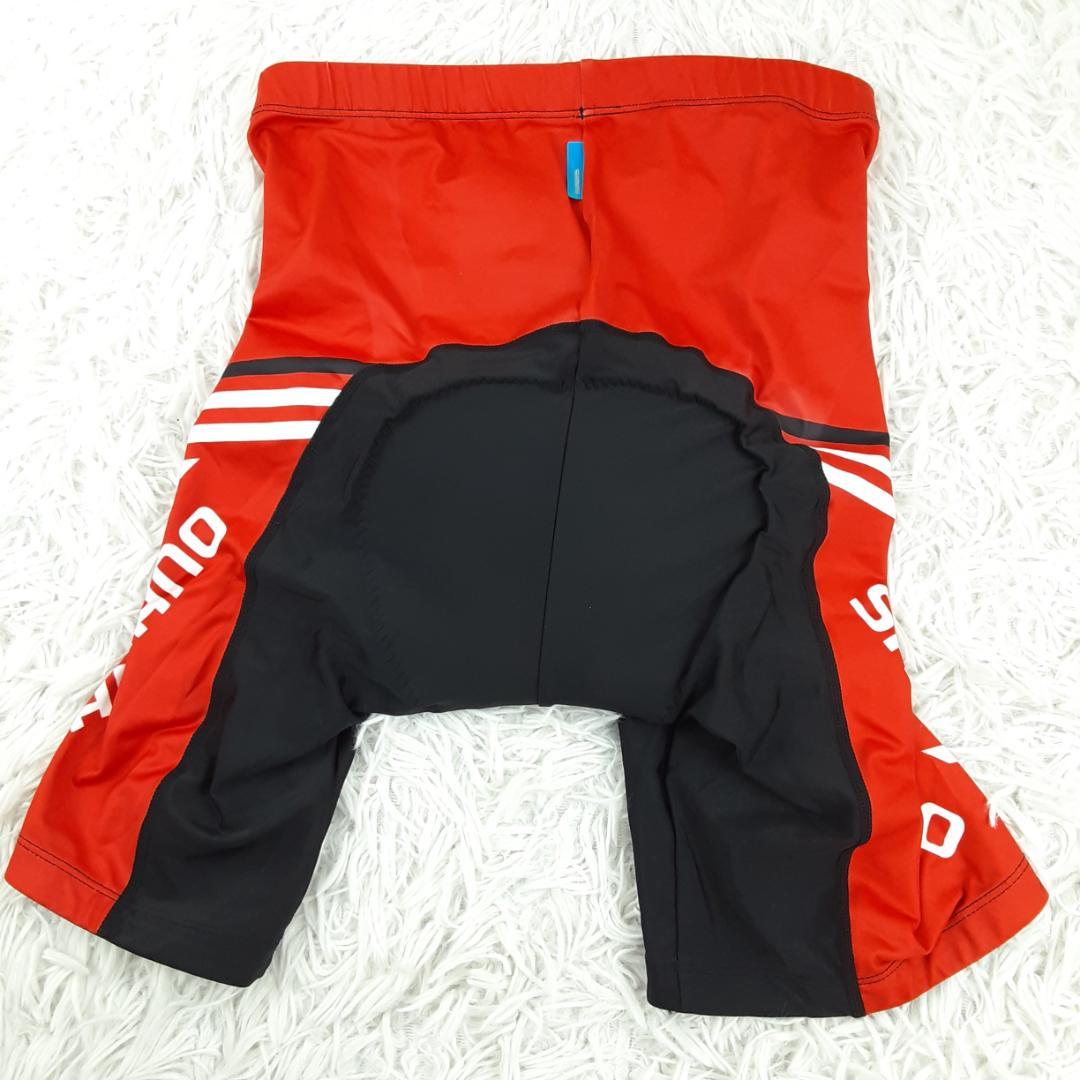 美品◎PEARL IZUMI SHIMANO サイクリングウェア上下セット 赤黒