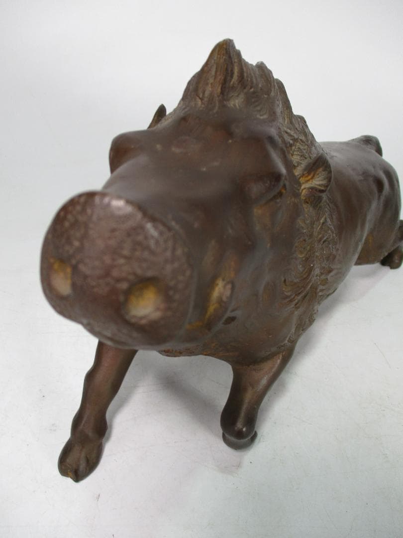 ブロンズ像 鋳銅 猪像 雅車 作 無病息災 子孫繁栄 縁起物 置物 いのしし