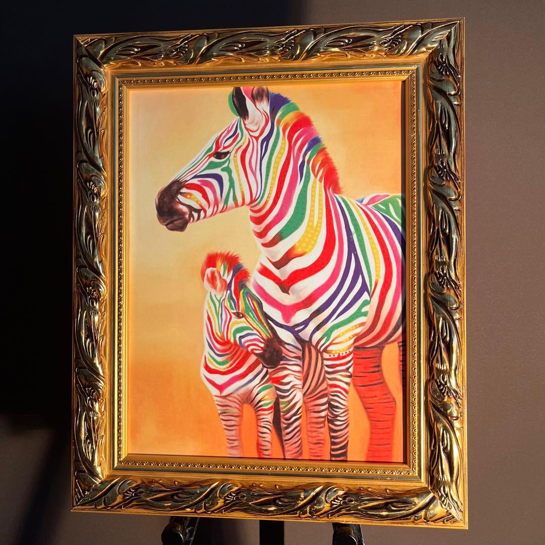 キャンバス プリントアート ゼブラ インテリア 額付き 絵画