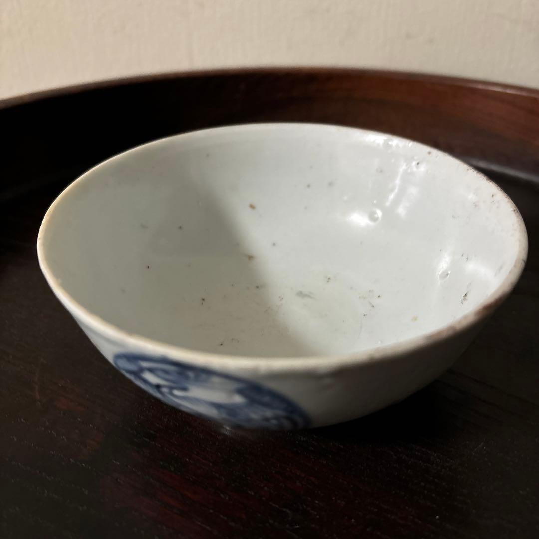 古伊万里丸文染付　茶碗1点　湯呑み　くらわんか　江戸時代　白磁　検:白洲正子李朝