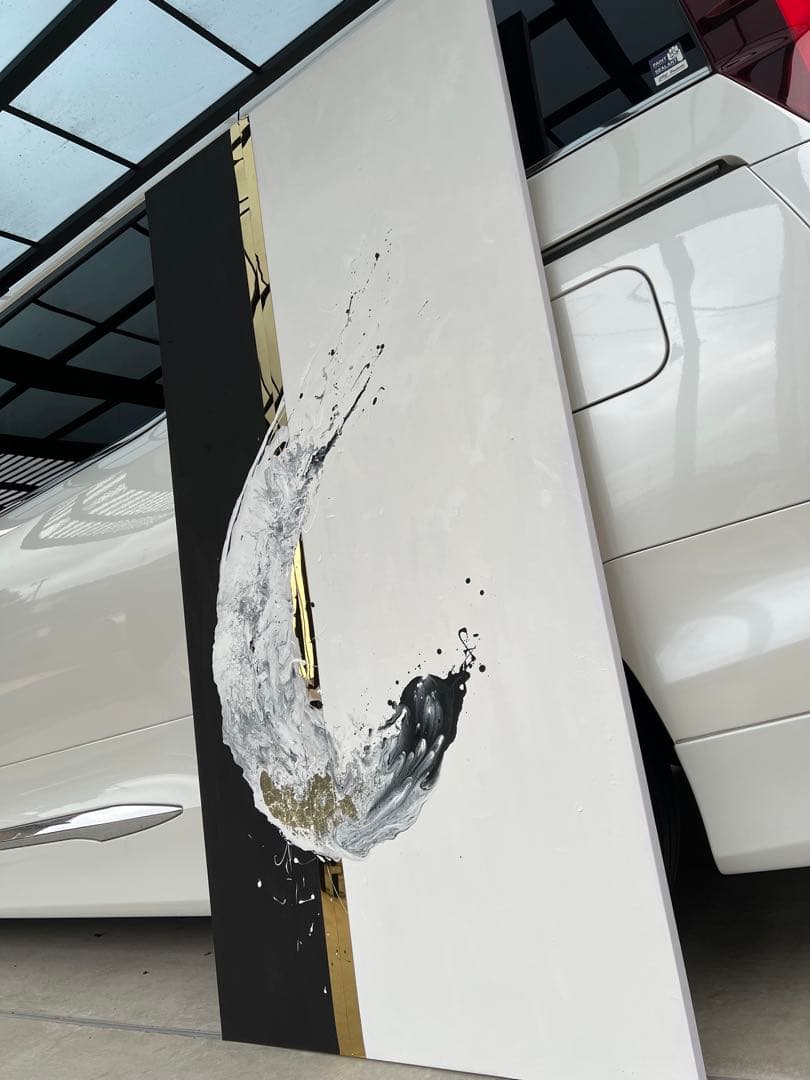 原画/大きい/絵画/アート/抽象画/モダン/ホテル/ブラック/ホワイト/ゴールド