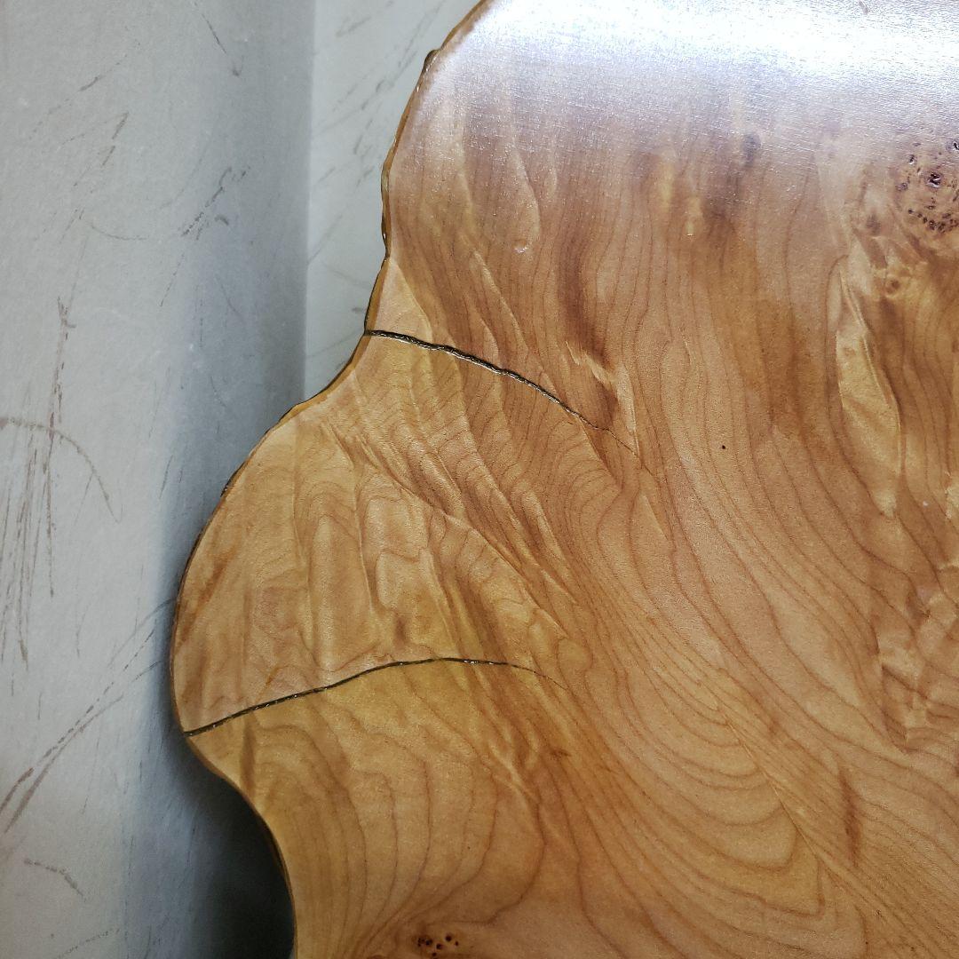 蔵出し特価花梨こぶ玉杢花台　木製円形テーブル ５８×４２×５cm