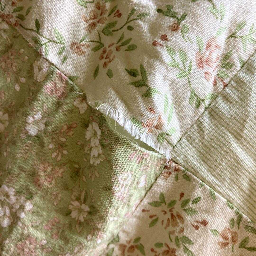 vintage 花柄パッチワークキルト ボタニカル ベッドカバー 掛け布団