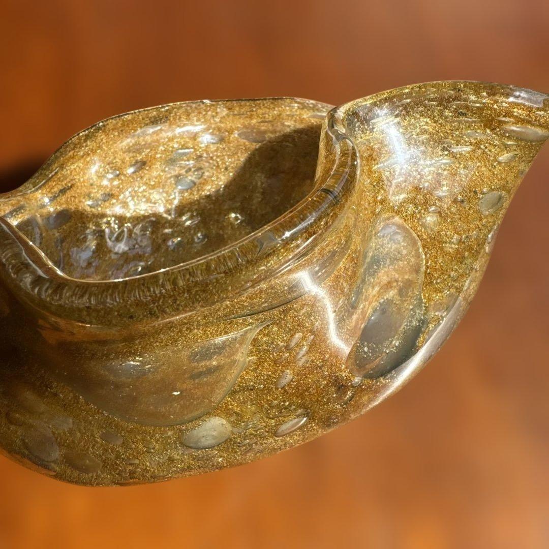 稲嶺盛吉.深皿.茶泡ガラス.未使用品.刻印なし