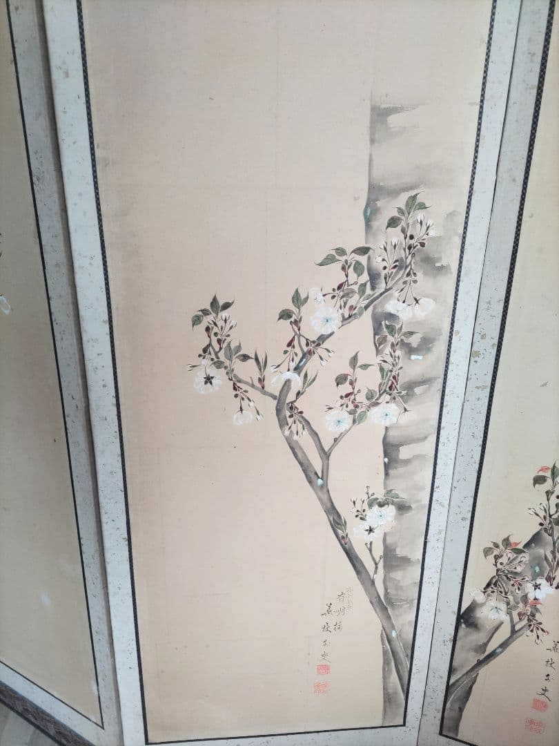 桜の花の屏風 六曲屏風 一双
