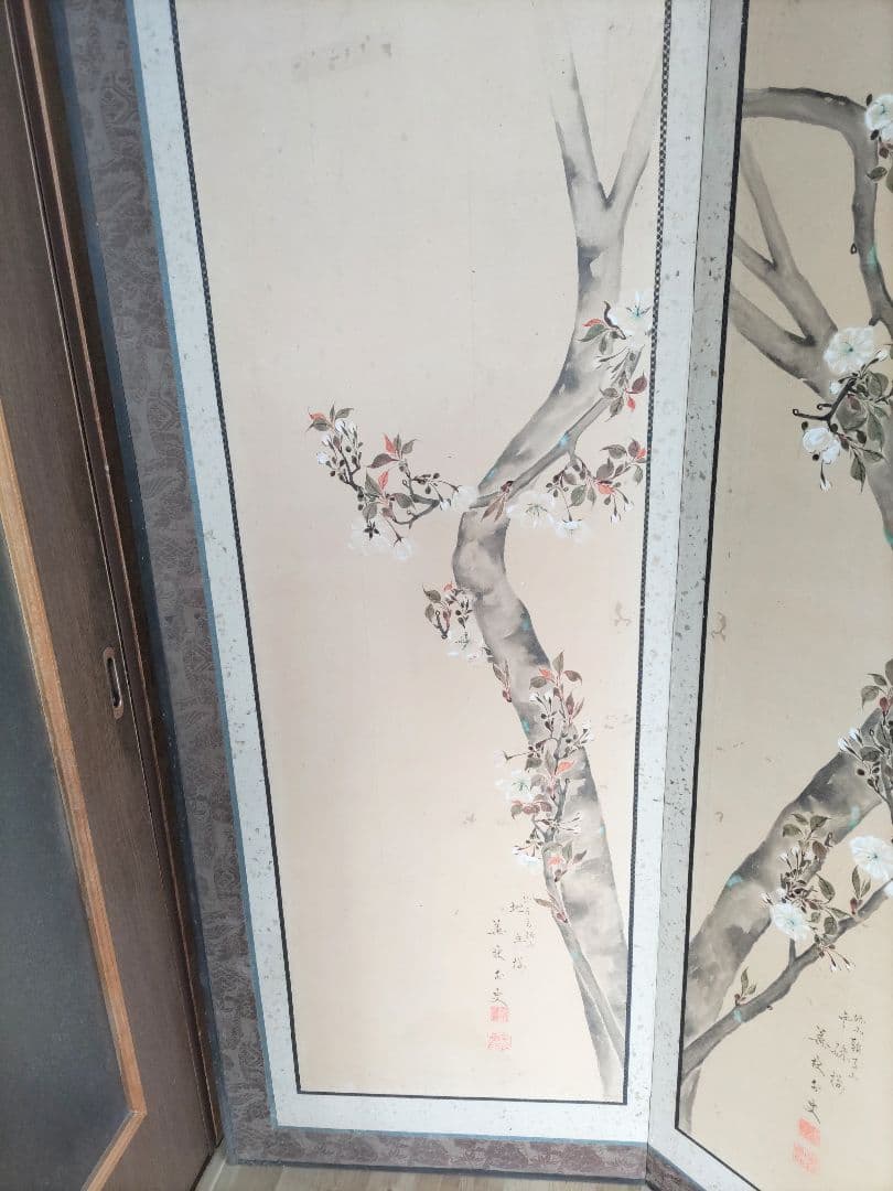 桜の花の屏風 六曲屏風 一双