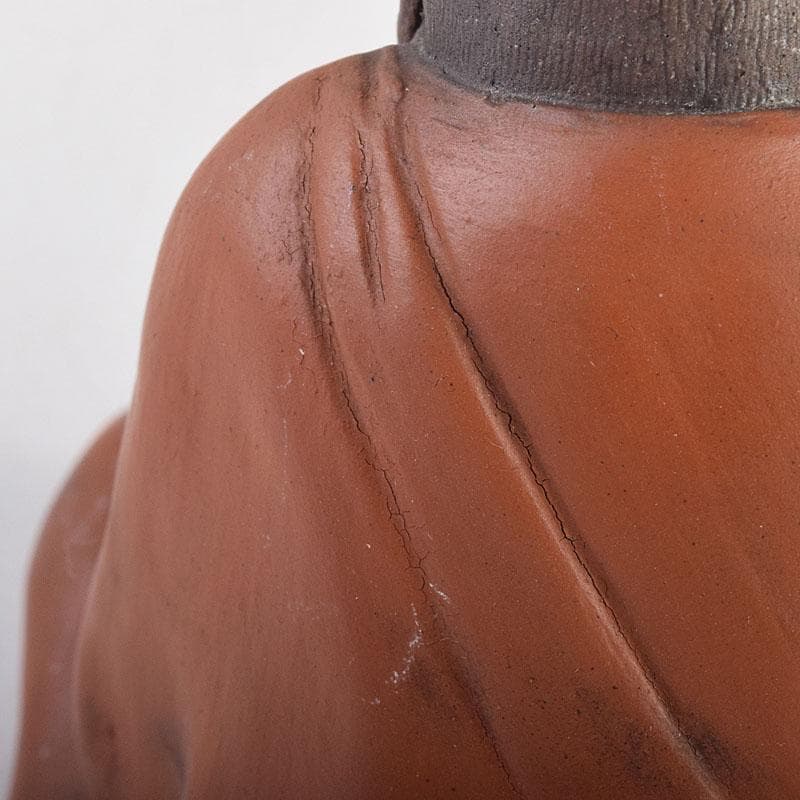 駿河山正作　紫砂　朱泥　彩色　達磨像　置物　N R8827