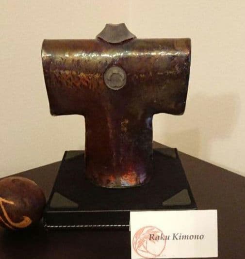 陶芸 作品✤ 楽焼き オブジェ KIMONO　和モダン　インテリア