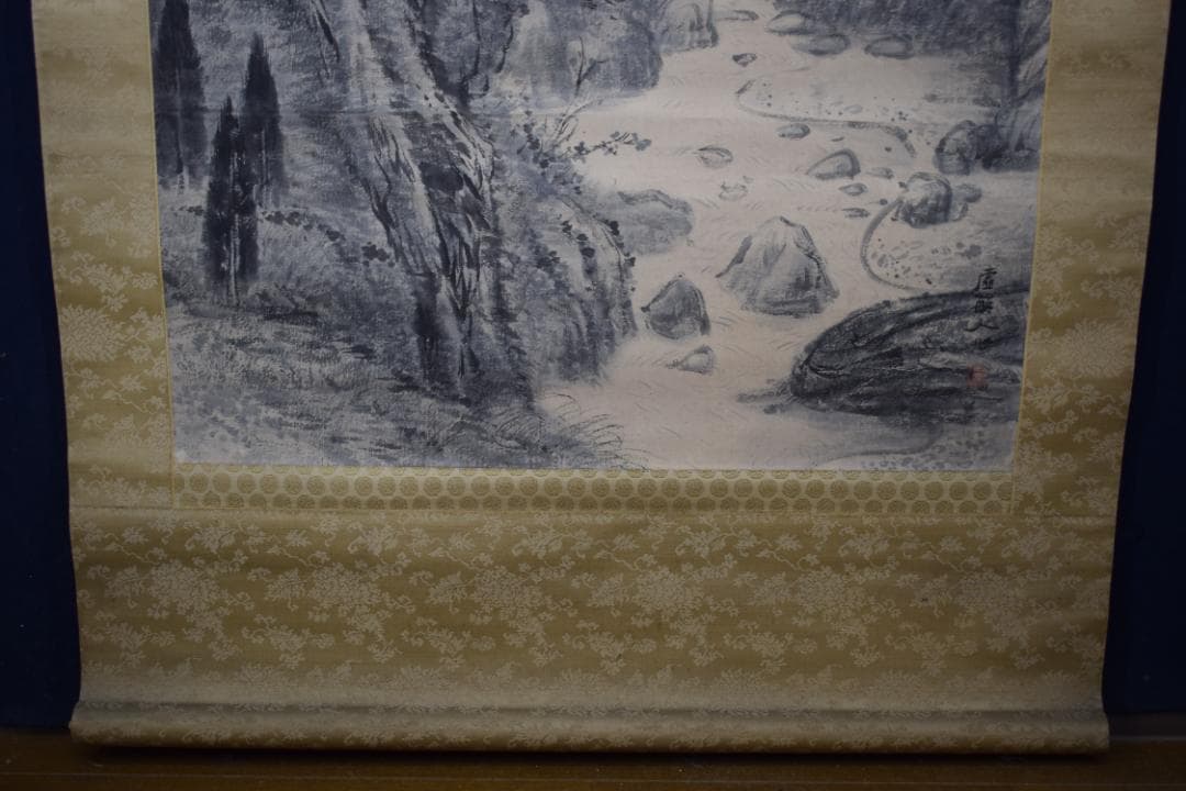 虚船/雪景山水図/大山図/掛軸☆宝船☆Y-965　JM