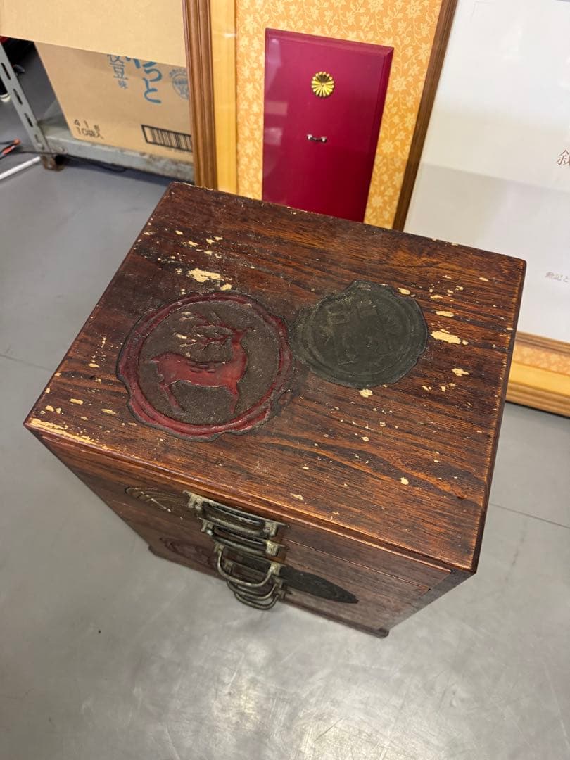 希少　岡山特産　烏城彫　小引き出し　小物入れ　小箪笥　5段　レトロ　当時物