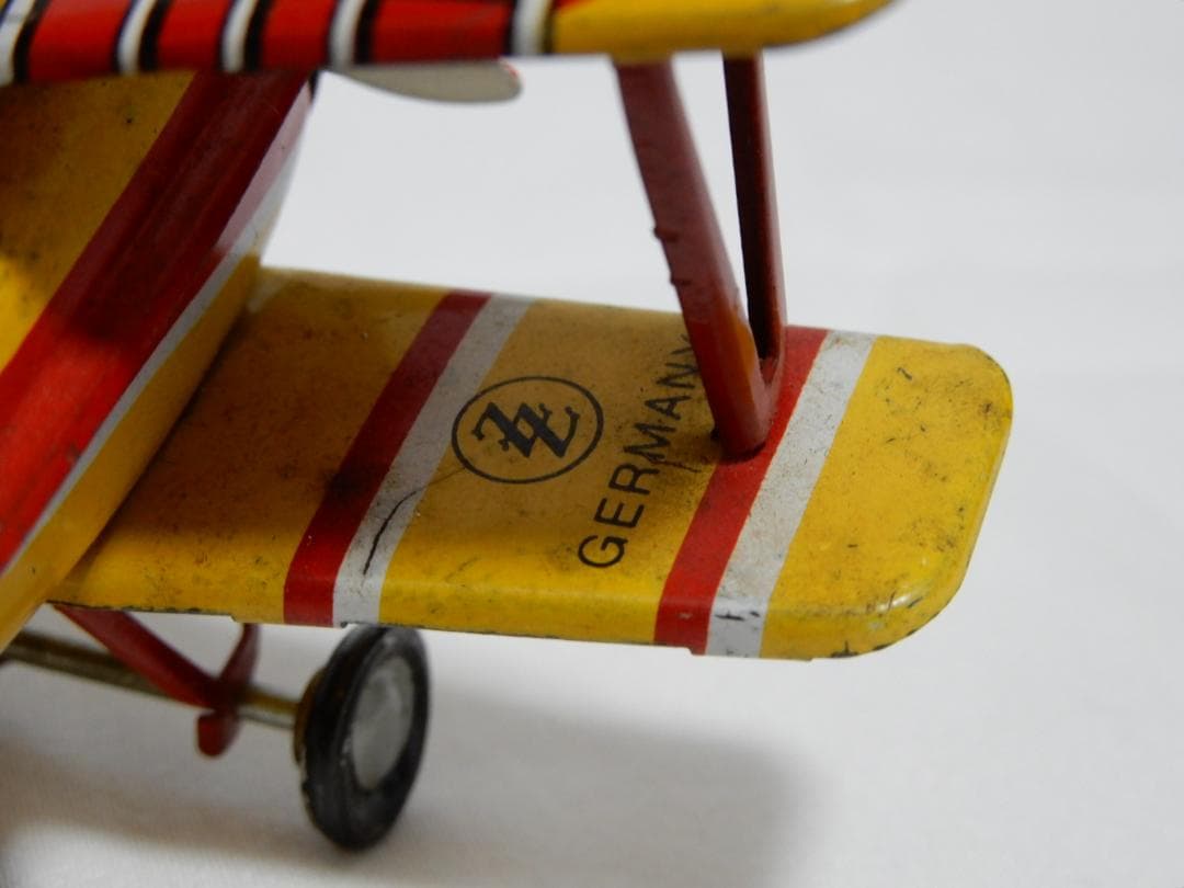 50'sヴィンテージ　ドイツ空軍　ブリキ製複葉機　ドイツ製