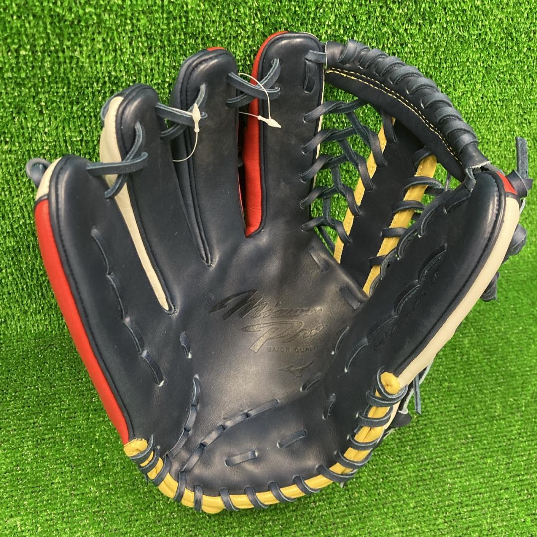 ミズノプロ 軟式用グラブ 外野手用 左投 Dブルー×レッド 1AJGR28107