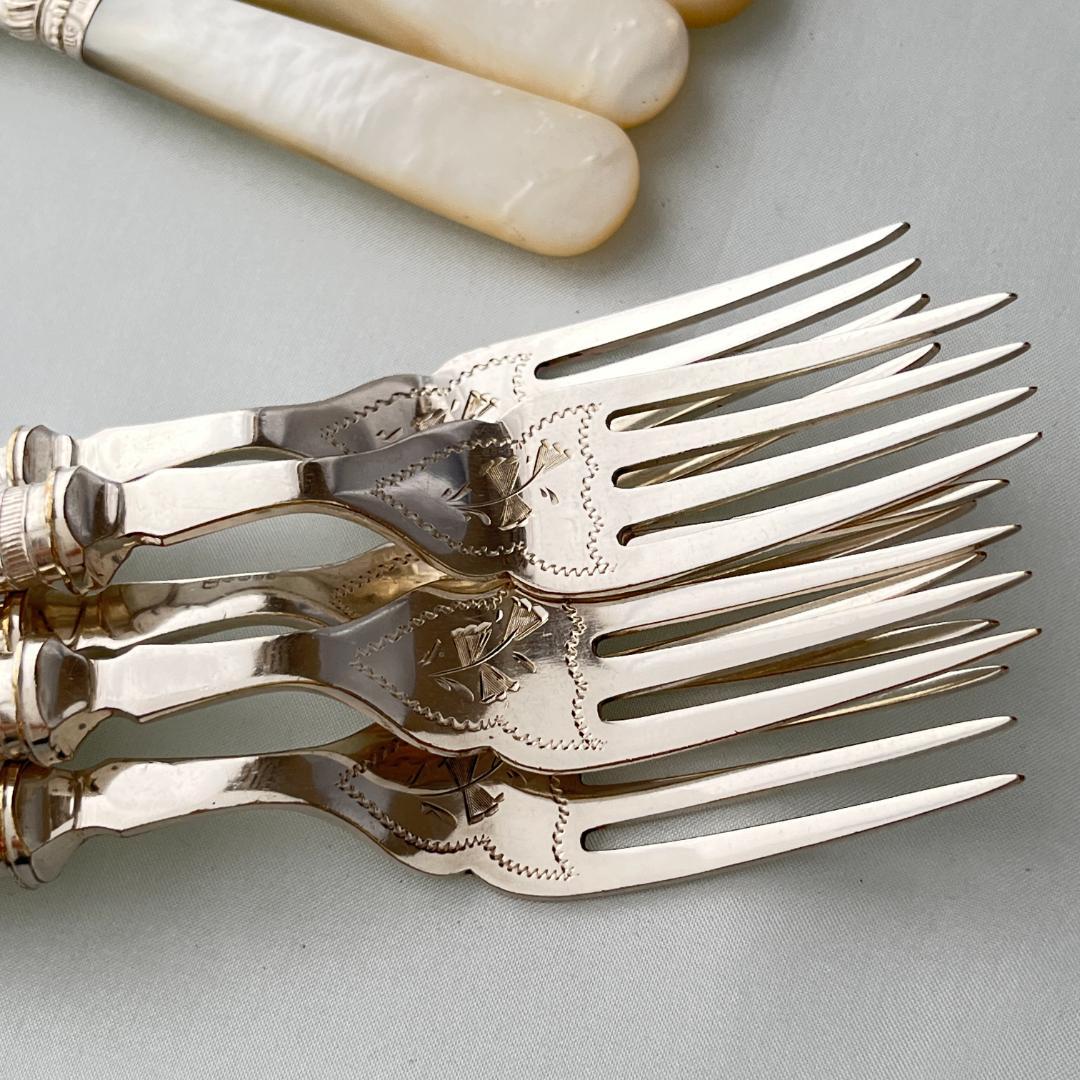 【Henry Greaves】【白蝶貝/純銀継手】カトラリーセット 1901年