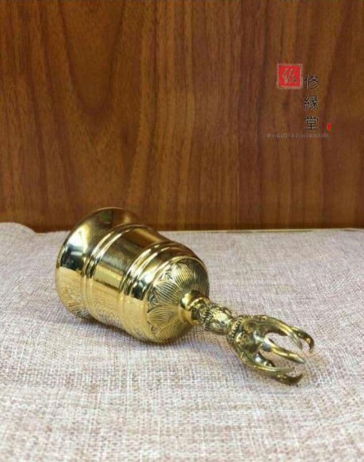【修縁堂】密教法具 真言宗 （小）金剛鈴 法器 真鍮製 10.6cm