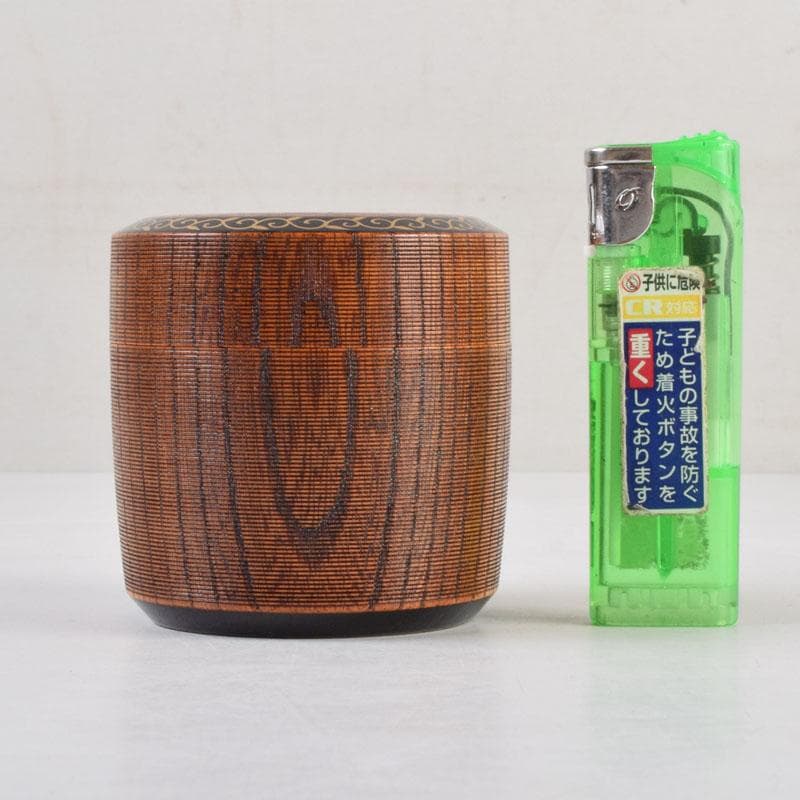 茶道具　塗師　春香作　唐草蒔絵　雪吹茶入　共箱　V　9144