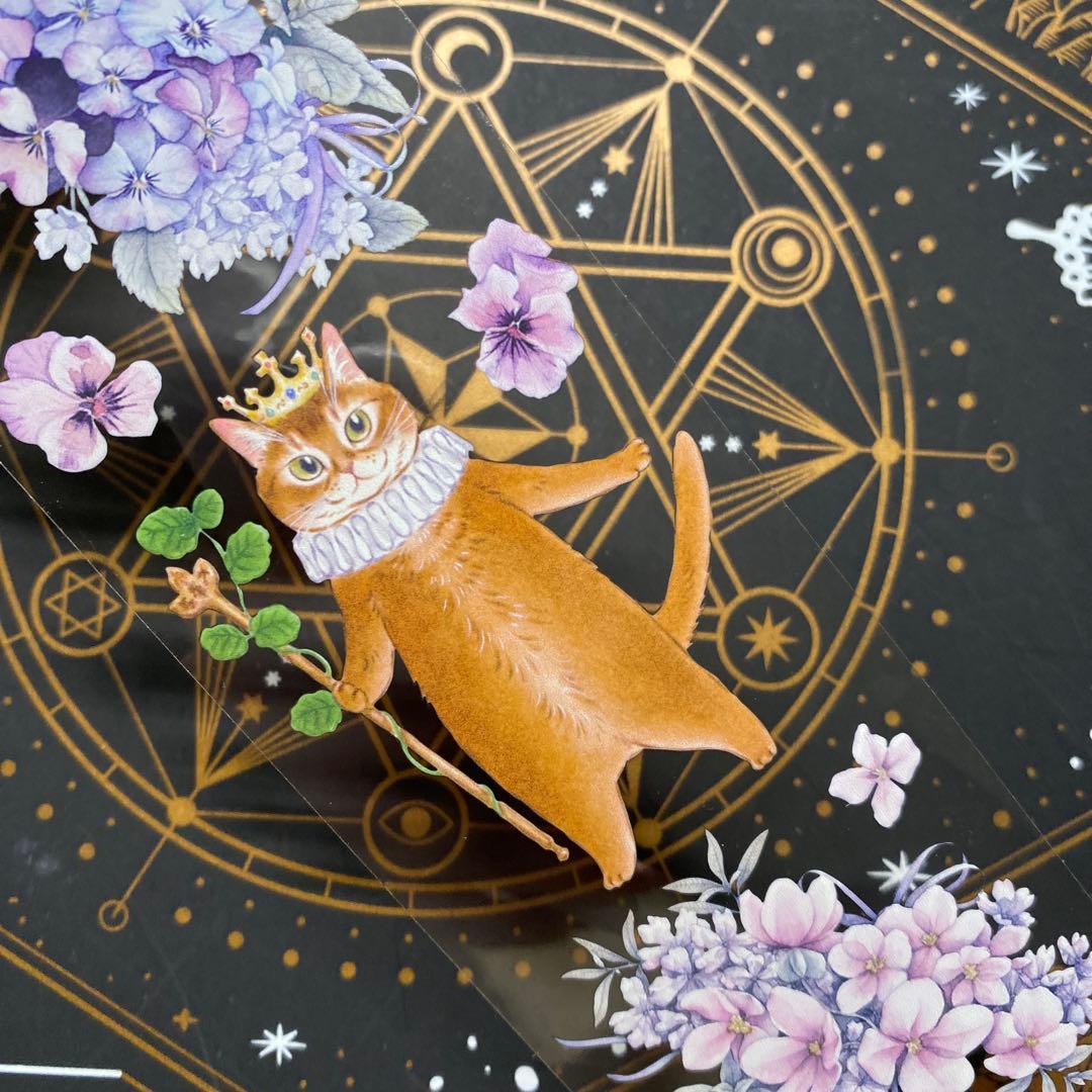 【9465】海外　マステ　4.5/巻　PETマスキングテープ　猫　お花　動物系