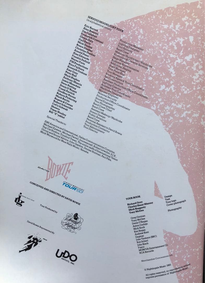 デビッドボウイ /  直筆サイン色紙・TOUR BOOK・コンサートチケット