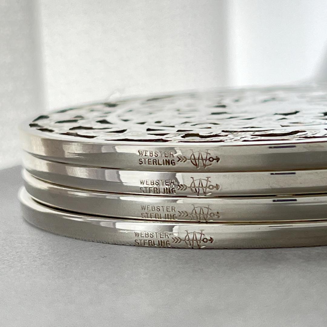 【WEBSTER】 【純銀 / ガラス】コースター 4枚 スターリングシルバー