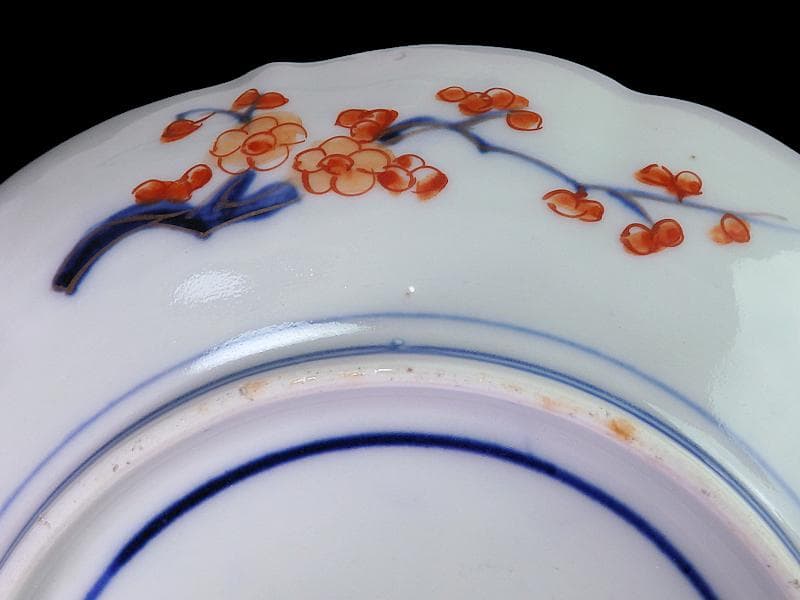 古伊万里　色絵　朝日に山水の図　7寸半皿　B295A-CQc