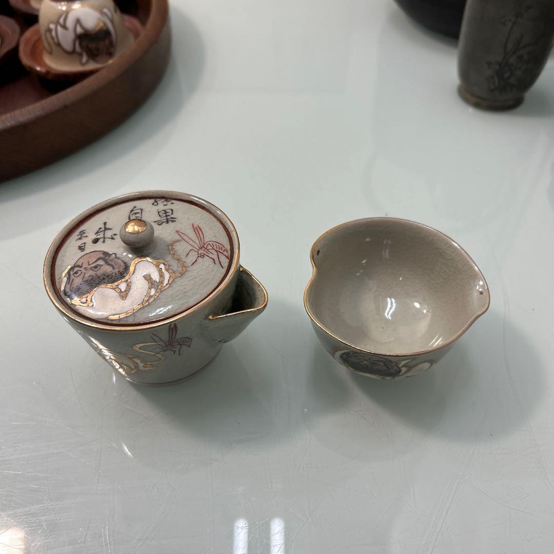 ☆茶道具　九谷焼煎茶器　鉄瓶　錫茶壷　茶盆　銅蟲菓子器☆