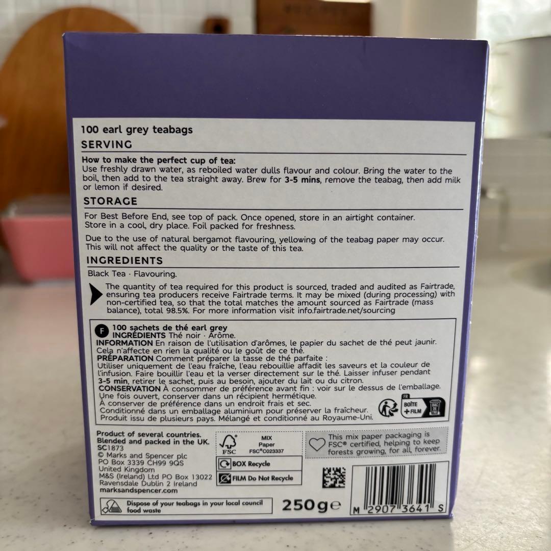 マークス&スペンサー Earl Grey 100個入り　6箱セット　アールグレイ