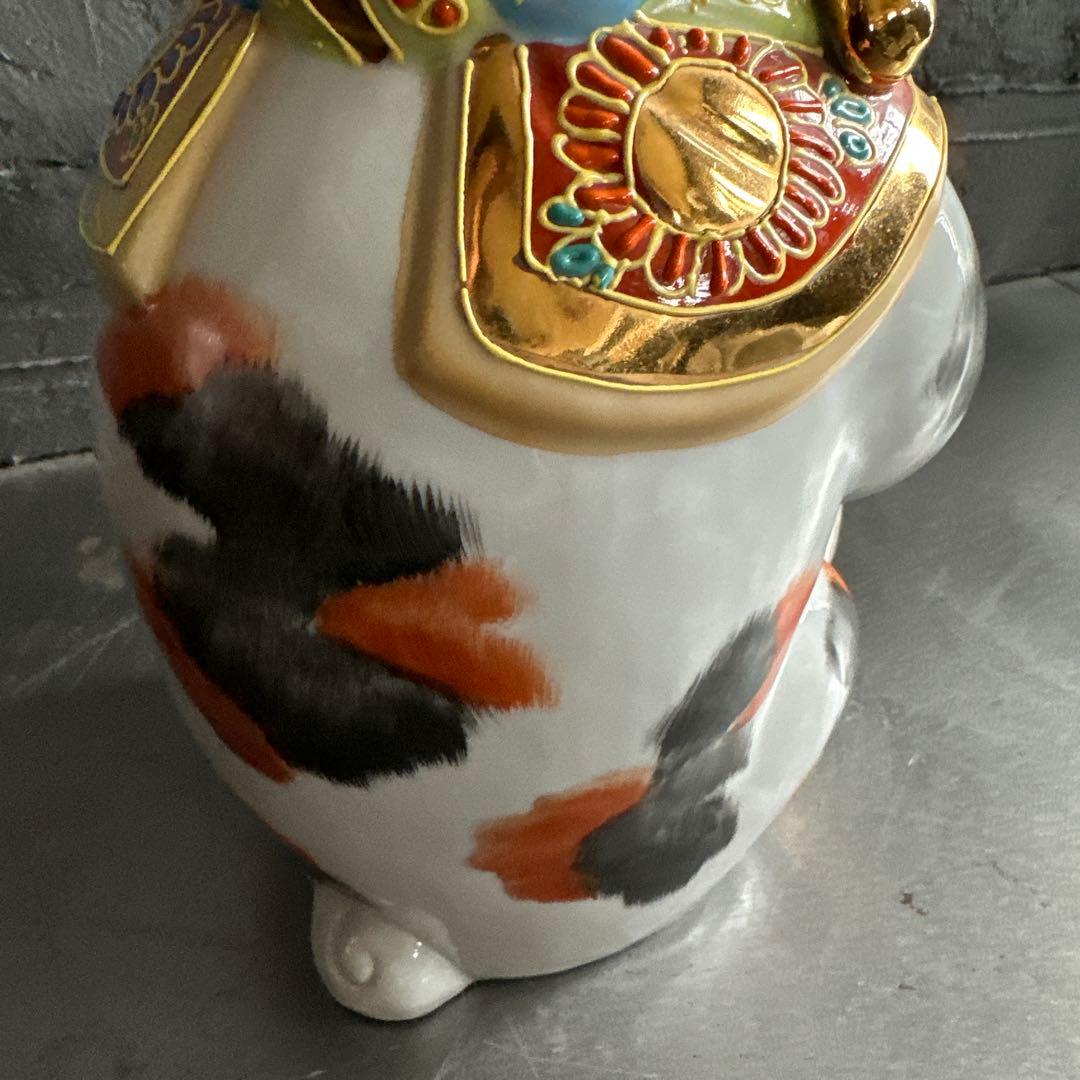 ヴィンテージ九谷焼　開運縁起物招き猫　希少品三毛猫