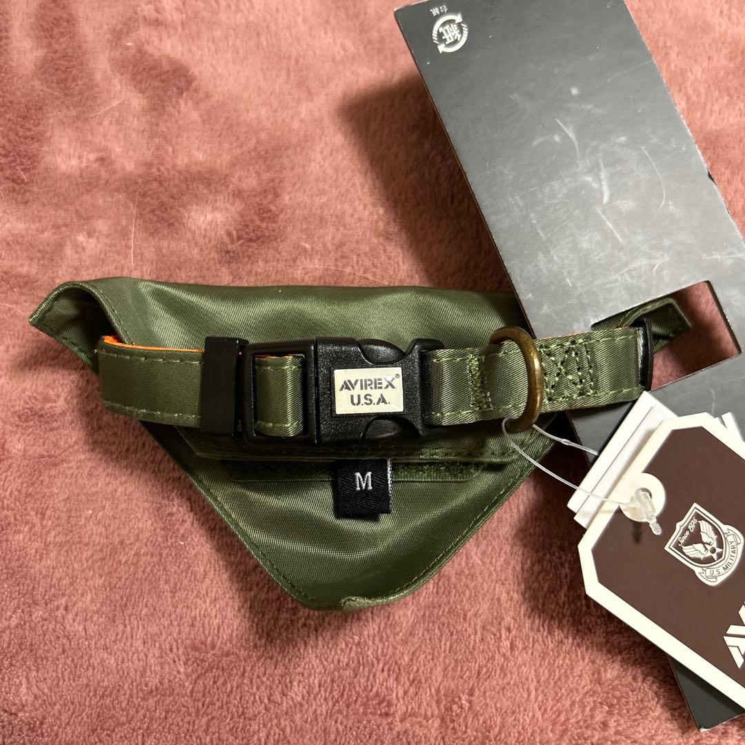 mi 　AVIREX 犬　首輪　カラー　カーキ　カモフラ　S