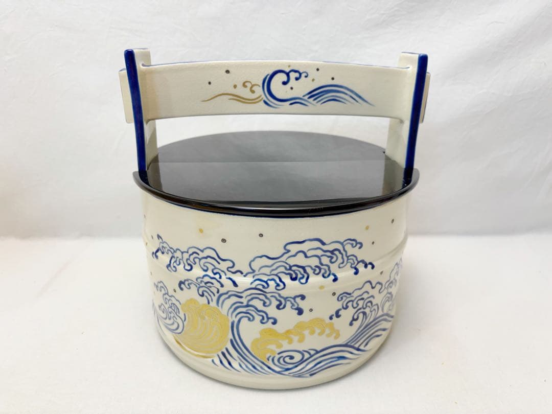 ほぼ未使用 茶道具 暁山作 古清水波 手桶水指 底印 水差し 共布 共箱