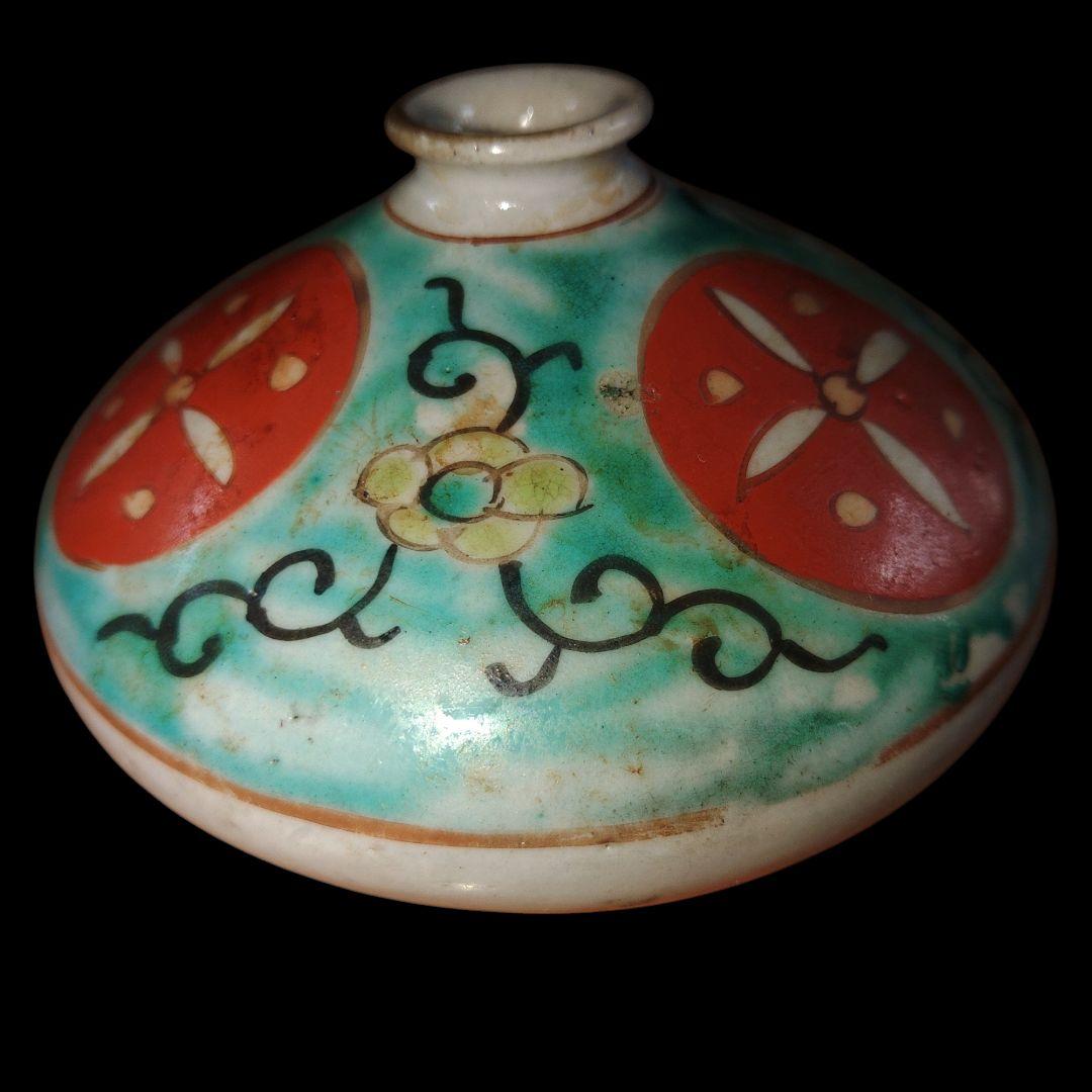 古伊万里　唐草米文色絵油壺　骨董品　希少