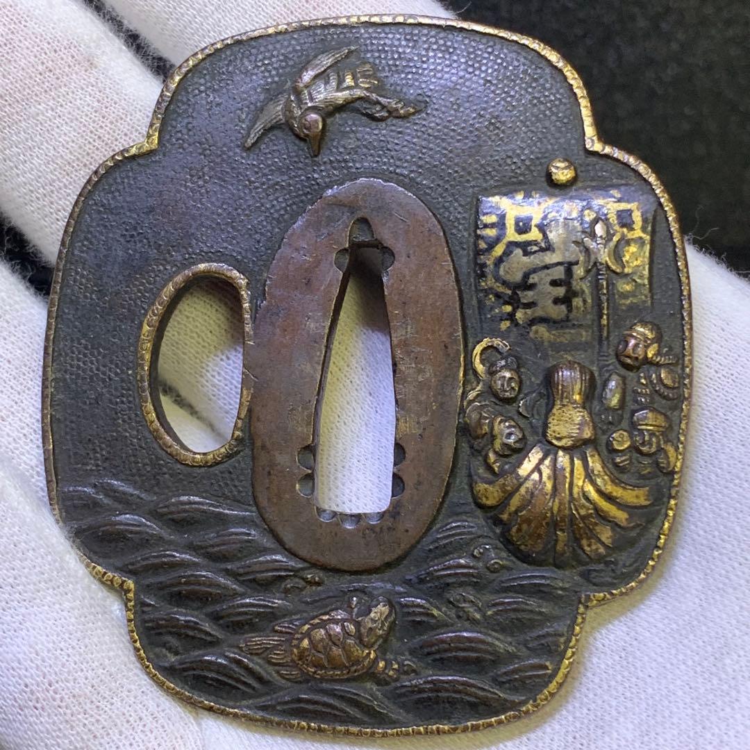 《アンティーク希少レア品！》 ⭐︎ 七福神 宝船 鶴亀 鍔つば 縁起もの♪⭐︎