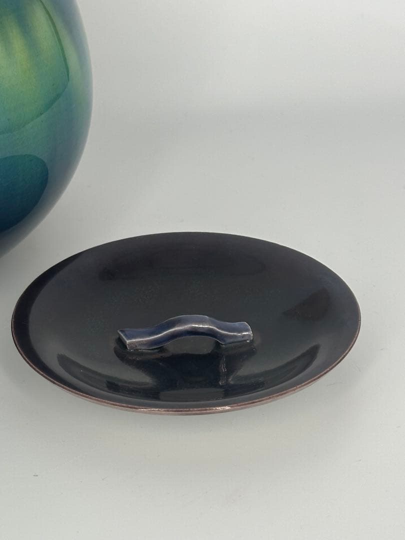 「セール中！！」 徳田八十吉 (正彦) 碧明釉水指　正彦銘　三代八十吉 共箱作品