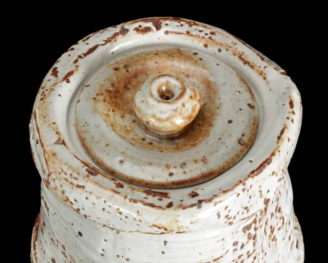 南山窯 目黒威徳 黒地志野水指 共箱 茶道具 水差し 志野釉 美濃焼 在銘 骨董