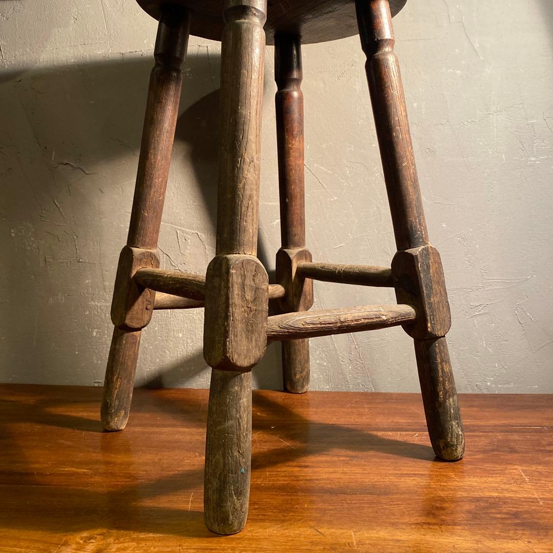 時代物 木製スツール アンティーク 古家具 古道具 丸椅子 花台 骨董品