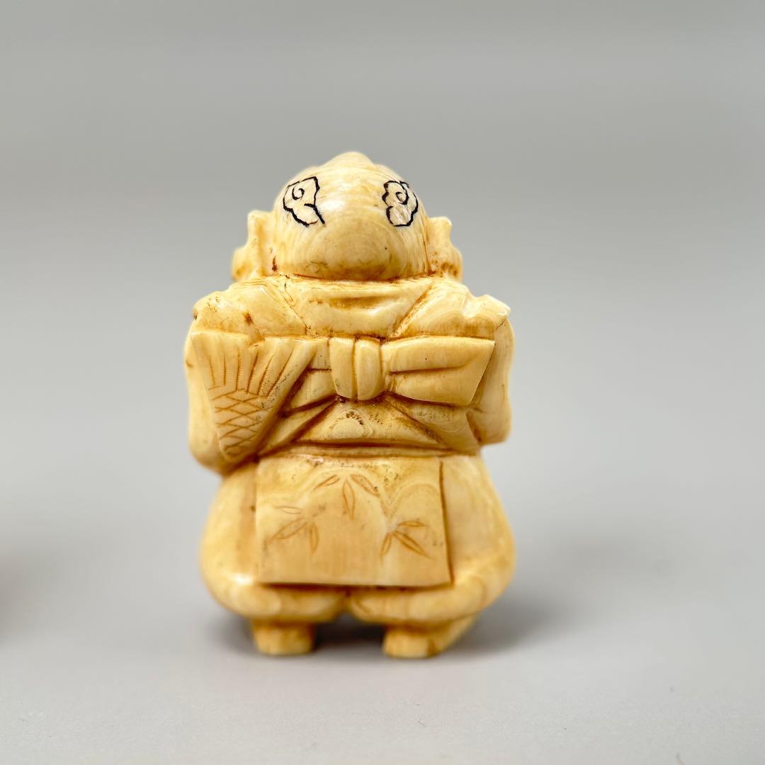 福の神像 4体セット彫刻根付天然素材アンティーク骨董飾り物古美術置物細密細工
