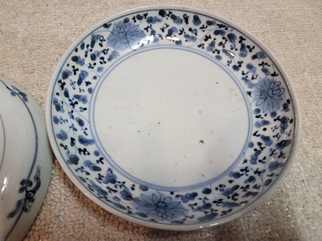 早い者勝ち藏だし品　延宝様式　古伊万里　江戸中期初頭　花唐草染付中皿　5客セット