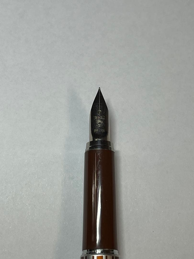 プラチナ万年筆　Riviere　ストライプ　18k-WG レトロ　ブラウン