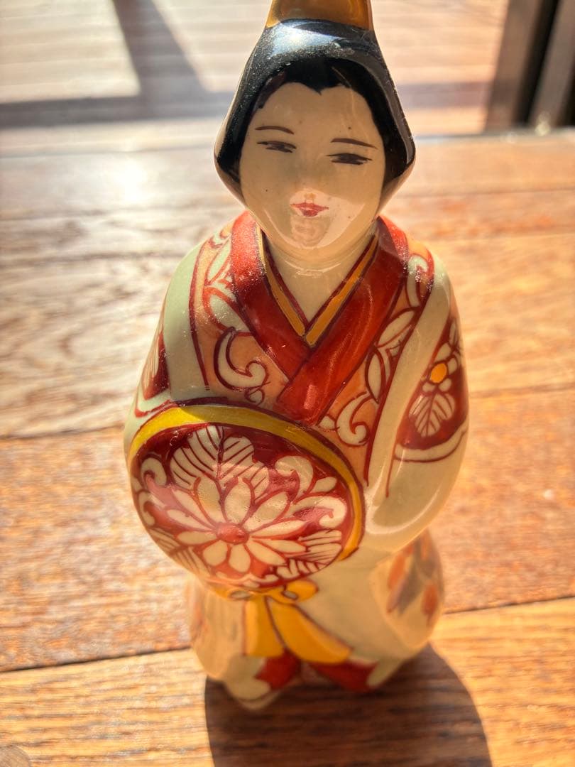 【希少】有田焼 円左エ門窯 陶人形 置物 高さ18cm 赤絵 金彩 伝統工芸品