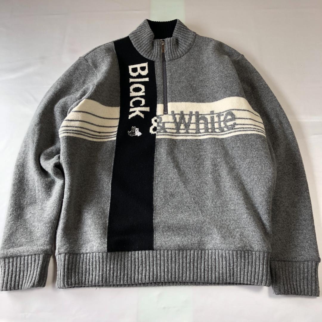 未使用級　ブラックアンドホワイト　ハーフジップ　セーター スニードジャック