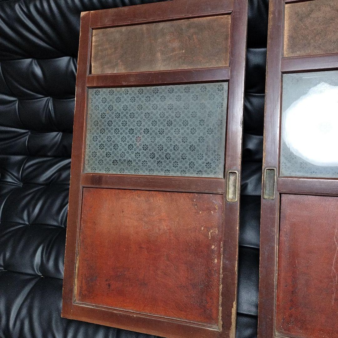 模様ガラス ガラス戸 2枚 建具 アンティーク レトロ