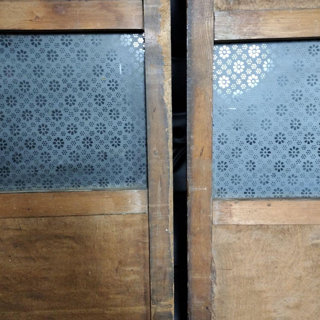 模様ガラス ガラス戸 2枚 建具 アンティーク レトロ