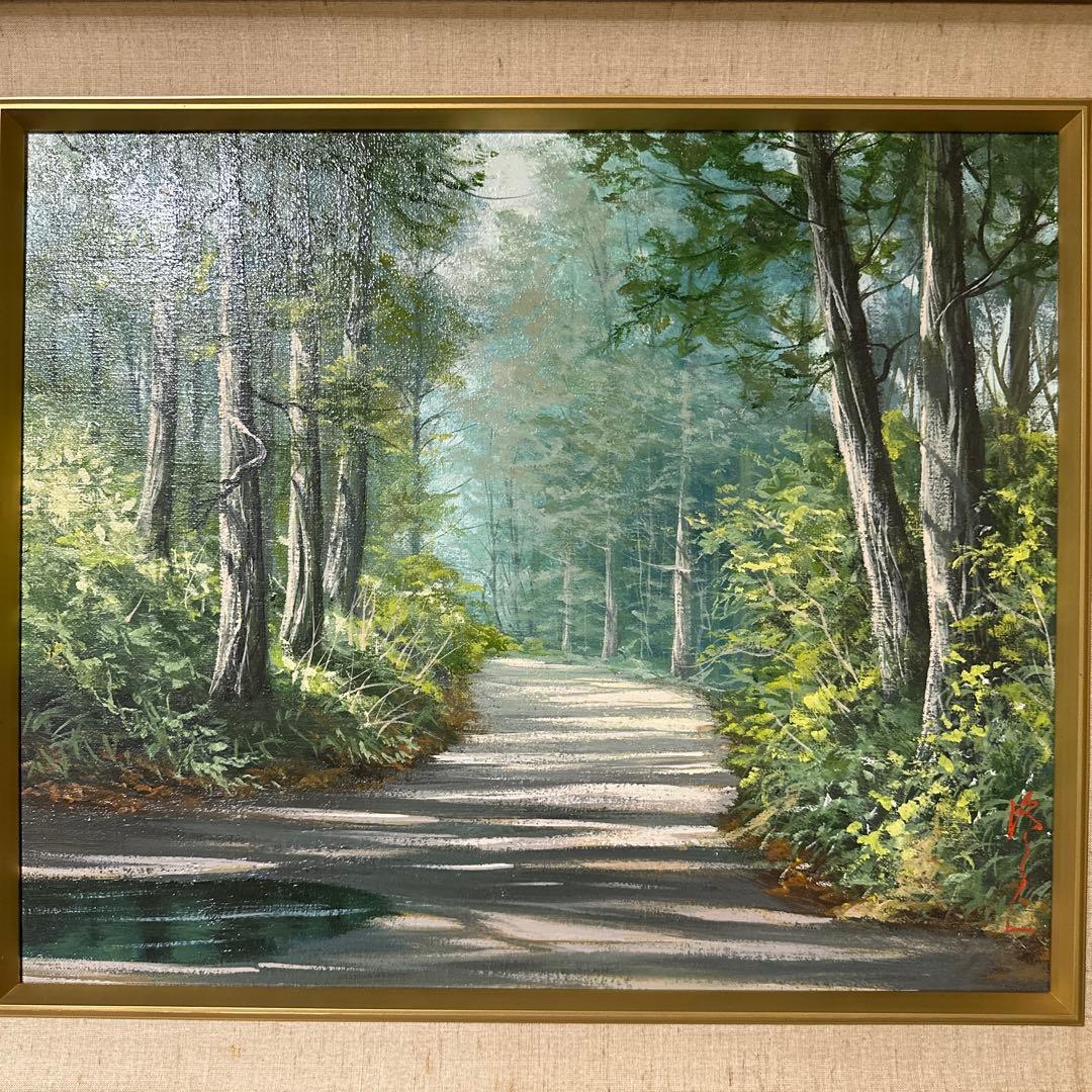価値あり真筆　大友修一　絵画　油彩　風景画　東海道の朝日　美術品　インテリア